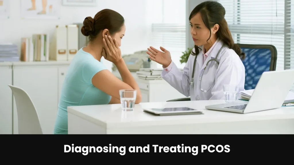 Gynecologist discussing PCOS diagnosis and treatment with a patient